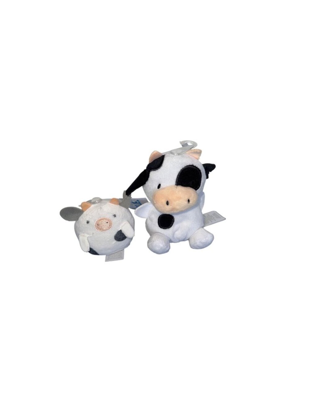 Carters Baby Cow Plush Toy Set Black White Farm Animal Stuffed Plush 2pc Set NWT